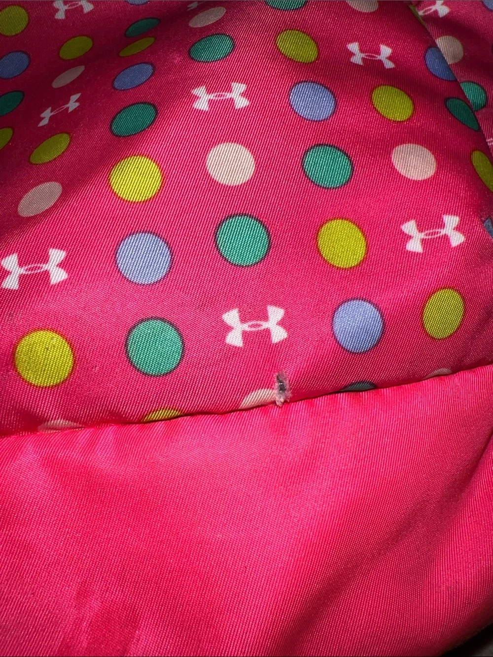 Under Armour Pink Polka Dot Backpack with Multicolor Dots